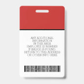 Aangepaste Werknemer - Foto, Bar Code, Logo, Naam Badge (Achterkant)
