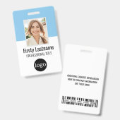 Aangepaste Werknemer - Foto, Bar Code, Logo, Naam  Badge (Voor- en achterkant)