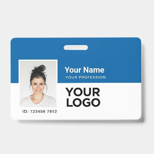 Aangepaste Werknemer | Foto Bar of Qr Code Logo Na Badge (Voorzijde)