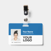 Aangepaste Werknemer | Foto Bar of Qr Code Logo Na Badge (Voorzijde met clip)