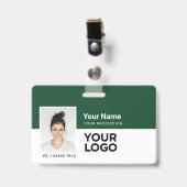 Aangepaste Werknemer | Foto Bar of Qr Code Logo Na Badge (Voorzijde met clip)