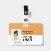 Aangepaste Werknemer | Foto Bar of Qr Code Logo Na Badge (Voorzijde met clip)