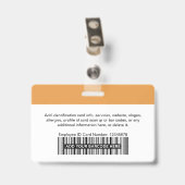 Aangepaste Werknemer | Foto Bar of Qr Code Logo Na Badge (Achterkant met clip)