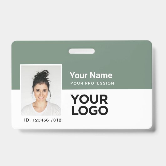 Aangepaste Werknemer | Foto Bar of Qr Code Logo Na Badge (Voorzijde)