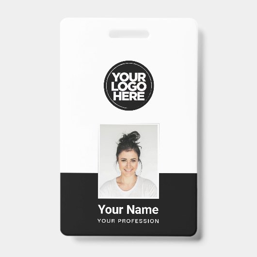 Aangepaste Werknemer - Foto, BarCode, Groot Logo,  Badge (Voorzijde)
