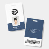 Aangepaste Werknemer - Foto, BarCode, Groot Logo, Badge (Voor- en achterkant)