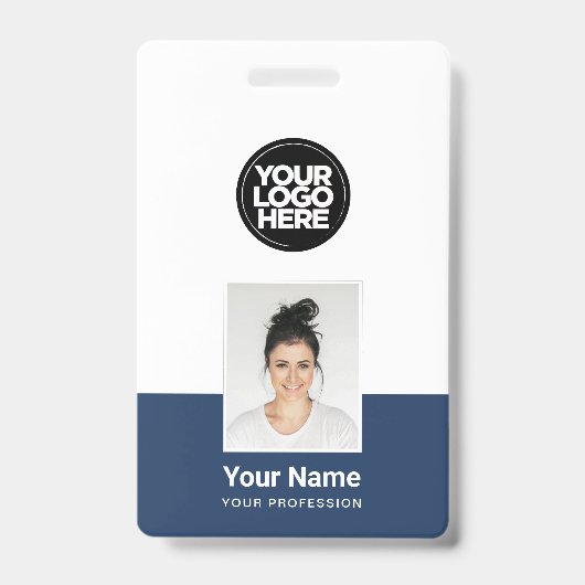 Aangepaste Werknemer - Foto, BarCode, Groot Logo, Badge (Voorzijde)