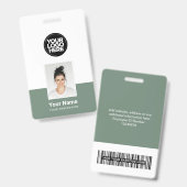 Aangepaste Werknemer - Foto, BarCode, Groot Logo, Badge (Voor- en achterkant)