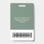 Aangepaste Werknemer - Foto, BarCode, Groot Logo, Badge (Achterkant)