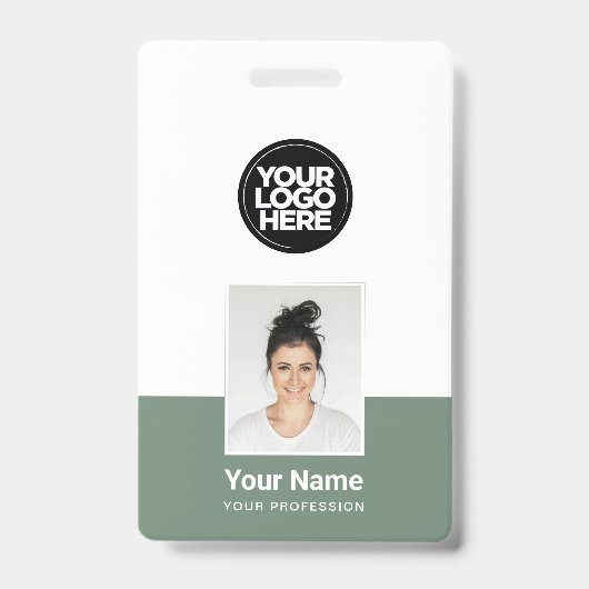 Aangepaste Werknemer - Foto, BarCode, Groot Logo, Badge (Voorzijde)