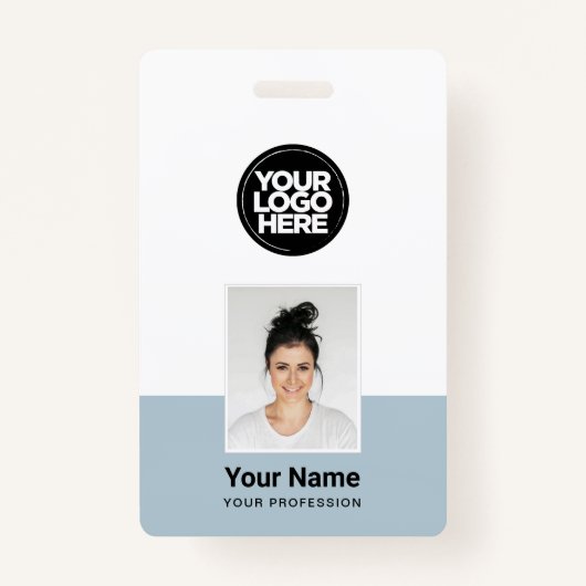 Aangepaste werknemer - Foto, BarCode, Grote Logo,  Badge (Voorkant)