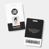 Aangepaste werknemer - Foto, BarCode, Grote Logo,  Badge (Voor- en achterkant)