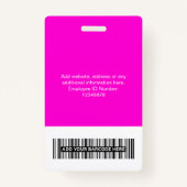 Aangepaste werknemer - Foto, BarCode, Grote Logo,  Badge (Achterkant)