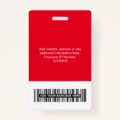 Aangepaste werknemer - Foto, BarCode, Grote Logo,  Badge (Achterkant)