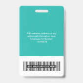 Aangepaste werknemer - Foto, BarCode, Grote Logo, Badge (Achterkant)