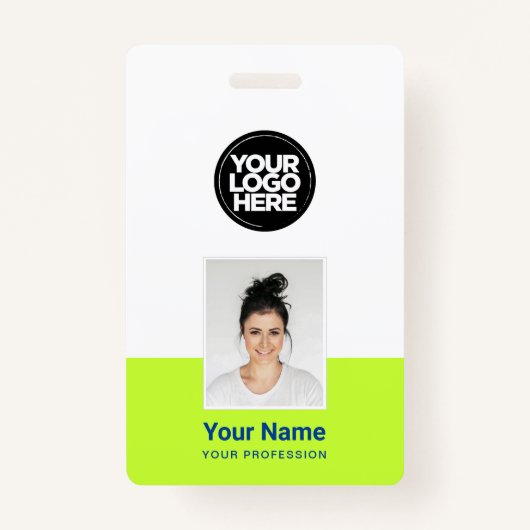 Aangepaste werknemer - Foto, BarCode, Grote Logo,  Badge (Voorkant)