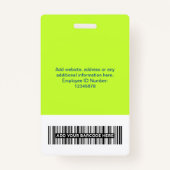 Aangepaste werknemer - Foto, BarCode, Grote Logo,  Badge (Achterkant)