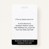 Aangepaste werknemer Foto Barcode Hospital ID Badge (Achterkant)