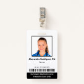 Aangepaste werknemer Foto Barcode Hospital ID Badge (Voorkant met clip)