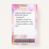 Aangepaste werknemer foto, barcode, Logo, holograf Badge (Achterkant)