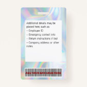 Aangepaste werknemer foto, barcode, Logo, holograf Badge (Achterkant)