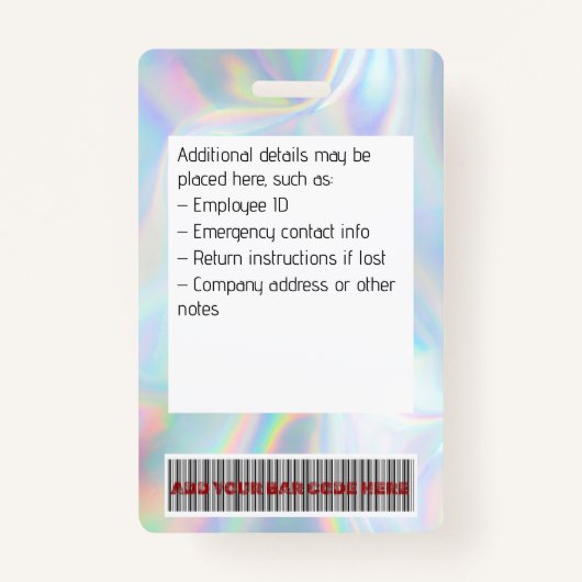 Aangepaste werknemer foto, barcode, Logo, holograf Badge (Achterkant)