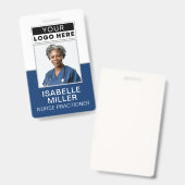 Aangepaste werknemer foto bedrijf Logo ID Navy Badge (Voor- en achterkant)