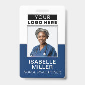 Aangepaste werknemer foto bedrijf Logo ID Navy Badge (Voorkant)