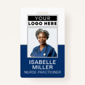 Aangepaste werknemer foto bedrijf Logo ID Navy Badge (Voorkant)