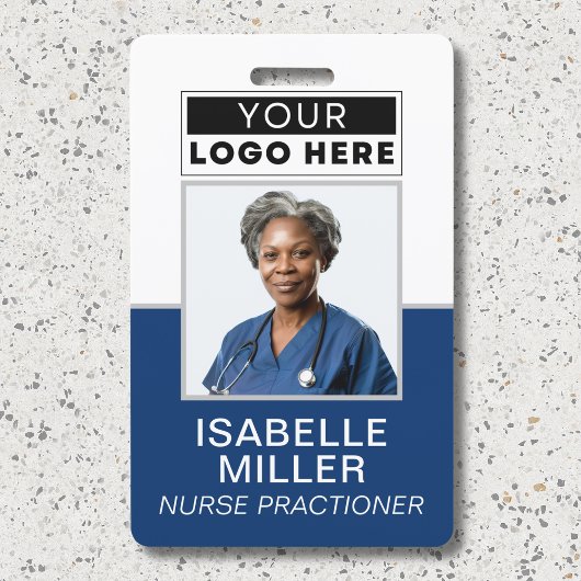 Aangepaste werknemer foto bedrijf Logo ID Navy Badge