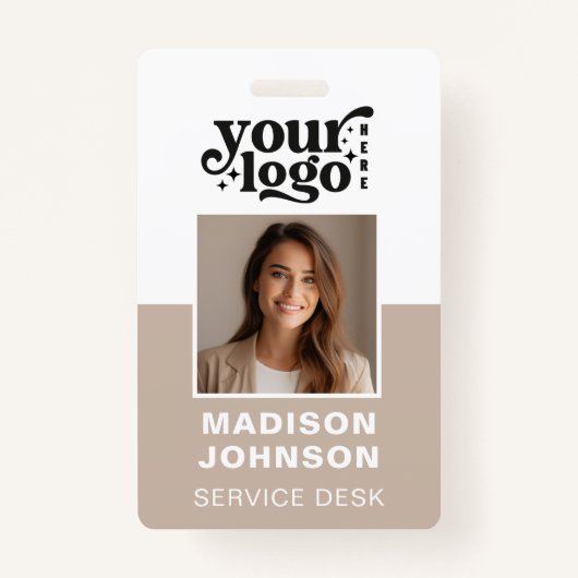 Aangepaste werknemer foto bedrijf Logo Modern QR Badge (Voorkant)