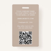 Aangepaste werknemer foto bedrijf Logo Modern QR Badge (Achterkant)