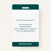 Aangepaste werknemer Foto Blauw-Groen Witte ID Badge (Achterkant)