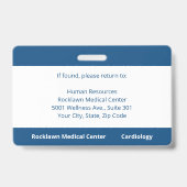 Aangepaste werknemer Foto Blauw Wit Ziekenhuis ID Badge (Achterkant)