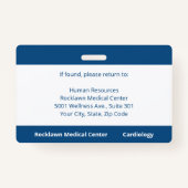 Aangepaste werknemer Foto Blauw Wit Ziekenhuis ID Badge (Achterkant)