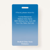 Aangepaste werknemer Foto Blauwe Gradiënt Medische Badge (Achterkant)