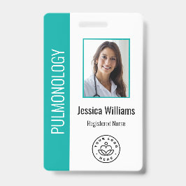 Aangepaste werknemer Foto Blauwgroen White Medical Badge