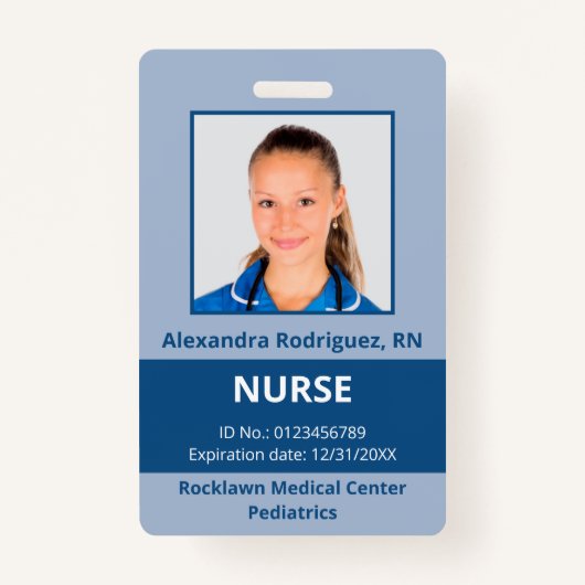 Aangepaste werknemer Foto Blue Medical ID Badge (Voorkant)