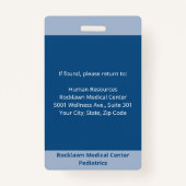 Aangepaste werknemer Foto Blue Medical ID Badge (Achterkant)