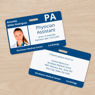 Aangepaste werknemer Foto Blue White Hospital ID Badge