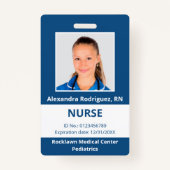 Aangepaste werknemer Foto Blue White Medical ID Badge (Voorkant)