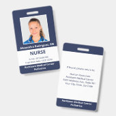 Aangepaste werknemer foto Blue White Medical ID Badge (Voor- en achterkant)
