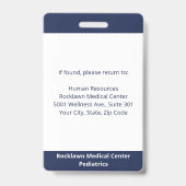 Aangepaste werknemer foto Blue White Medical ID Badge (Achterkant)