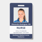 Aangepaste werknemer foto Blue White Medical ID Badge (Voorzijde)