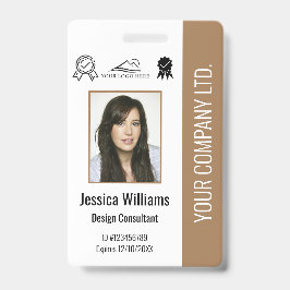 Aangepaste werknemer Foto-certificering Bruin ID Badge