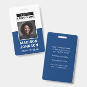 Aangepaste werknemer Foto Company Logo Modern Name Badge (Front & Back)