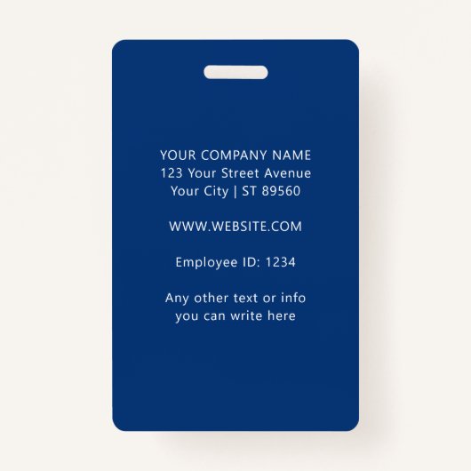 Aangepaste werknemer Foto Company Logo Modern Name Badge (Achterkant)
