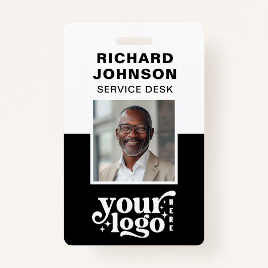 Aangepaste werknemer Foto Company Logo Modern Name Badge (Voorkant)