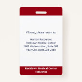 Aangepaste werknemer Foto donkerrood - ID Badge (Achterkant)