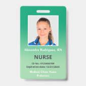 Aangepaste werknemer Foto groene gradiënt medische Badge (Voorzijde)